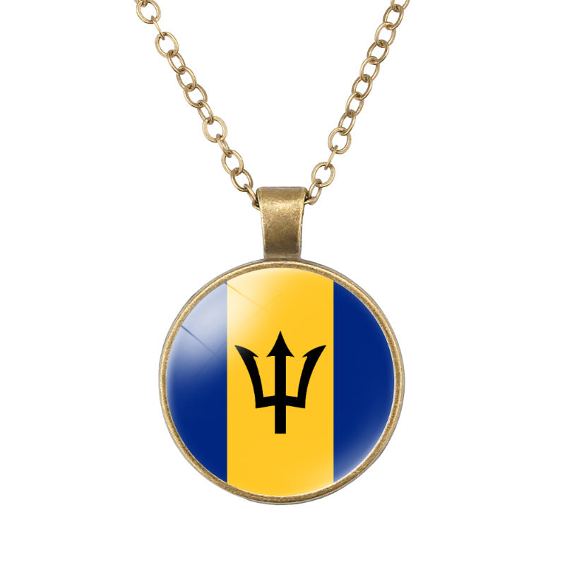 Wholesale North American National Flags Time Gem Round Retro Pendant Necklace